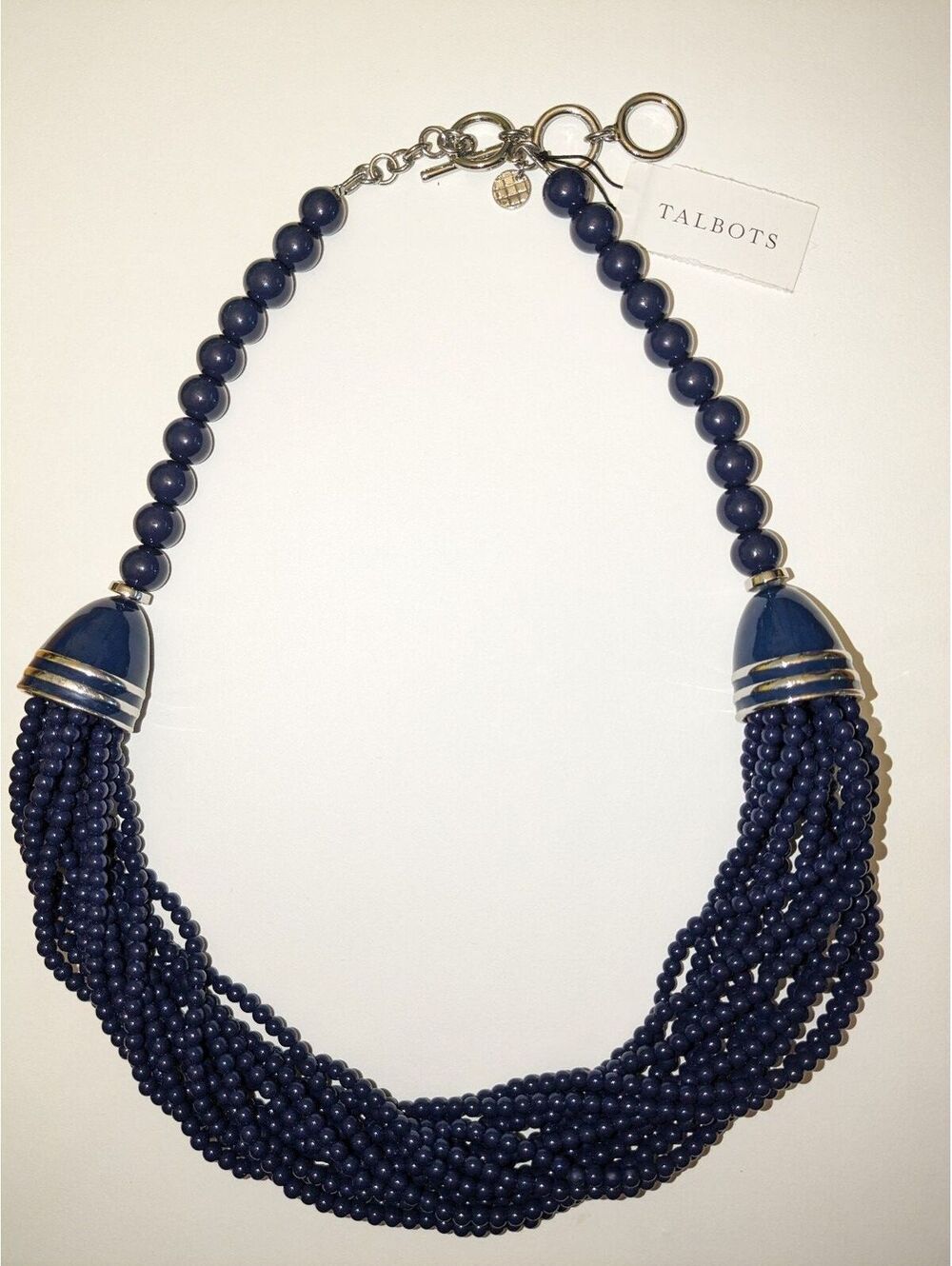 Talbots navy multi strand beaded necklace